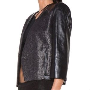NWT Helmut Lang Black & Silver Leather Jacket sz 6